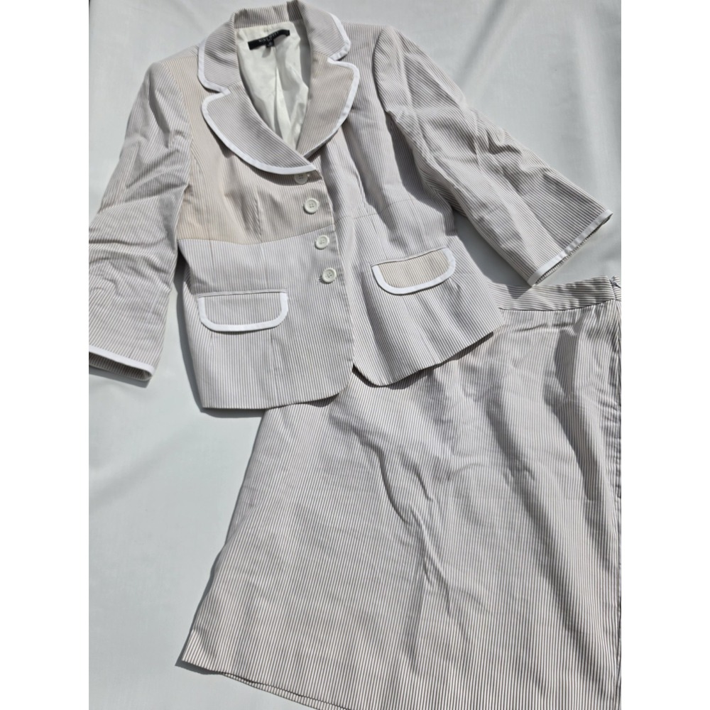 Nine West Women's Striped Skirt Suit Blazer Pencil Skirt Career Office Y2K 10/12